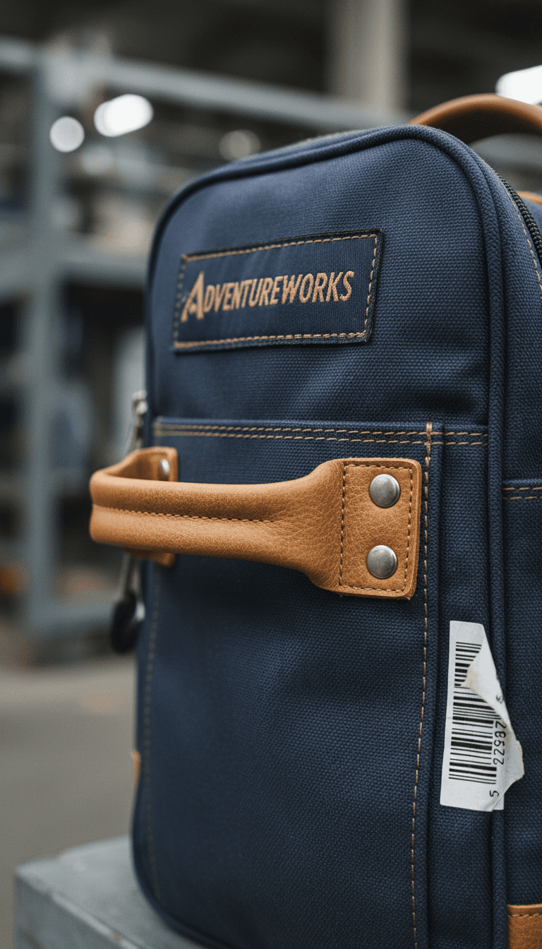 Travel bag handle and label detail